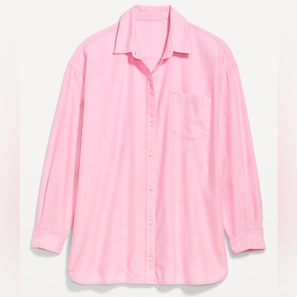 Old Navy Boyfriend Shirt Pink Button-Up Shirt Large